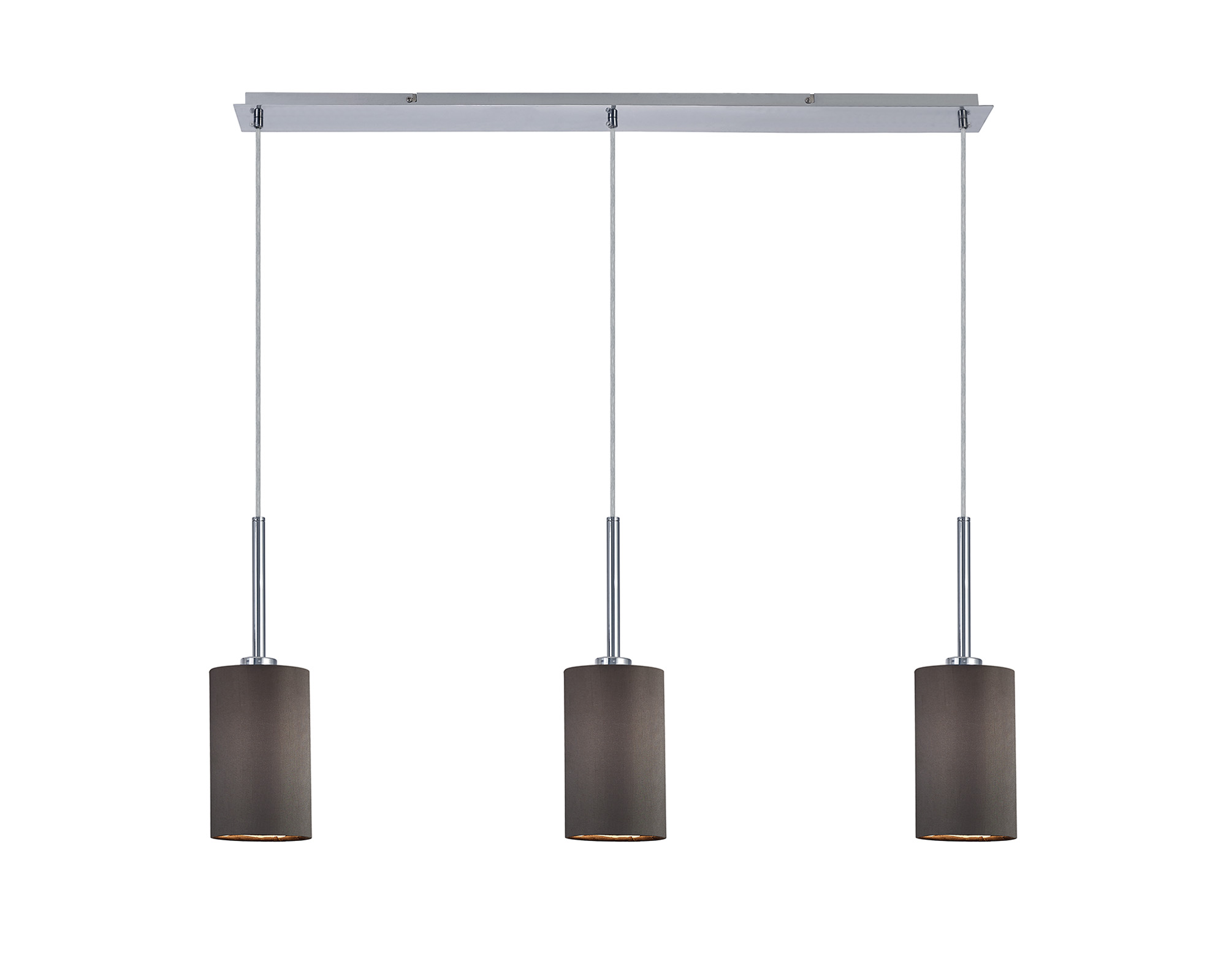 DK0768  Baymont 12cm Shade 3 Light Pendant Polished Chrome, Grey/White